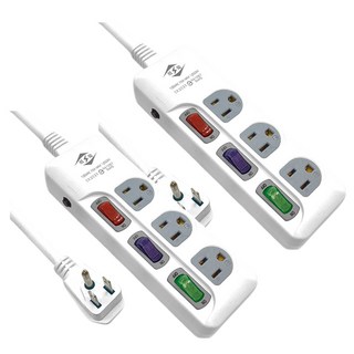 WeiTien 威電 3開3插電腦線 過載自動斷電 阻燃防火PC料, 4.5m, 白色, 2個