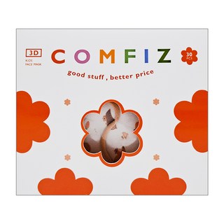 COMFIZ 康菲 兒童3D醫療口罩 3~7歲, 水豚一家, 30片, 1盒