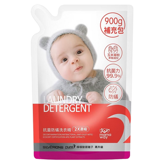 媽媽餵 抗菌防蟎洗衣精補充包 2倍濃縮 美國EPA認證, 900g, 1包