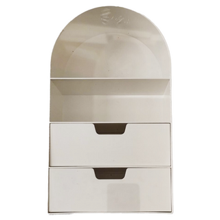 FAmILyLIFE 生活 附抽屜桌面文具公仔收納盒 A-392-W 387g, 簡約白, 1個