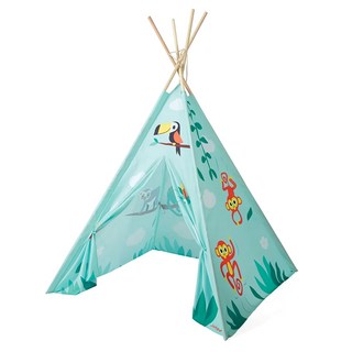 Janod 法國兒童帳篷 輕巧易攜帶 透氣舒適, 雨林大冒險 藍色, 119 x 119 x 160cm, 1個