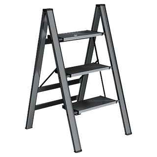 收納部屋 鋁合金三步梯 無扶手, 輕巧耐用, 三層踏板設計, 防滑安全, 45 x 5 x 87cm, 1個