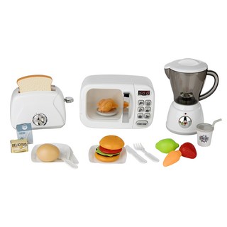 PLAYMAX 可運作廚房遊戲微波爐+烤麵包機+果汁機 3件組, 1套, 白色