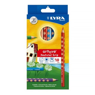 LYRA Groove 三角洞洞彩色鉛筆 粗款 榮獲紅點設計大獎 PEFC永續森林認證木材 高級色料筆芯, 10色, 1盒