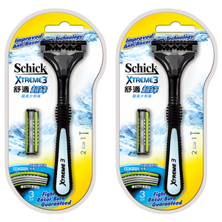 Schick 舒適牌 超鋒3刮鬍刀, 彈性3刀片 蘆薈及維他命E潤滑條 舒緩刮鬍刺激, 1組, 2組