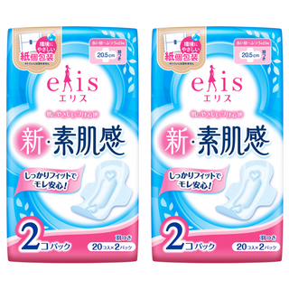 elleair 艾黎艾爾 elis 愛麗思 新素肌感超薄衛生棉 日用, 20.5cm, 40片, 2組
