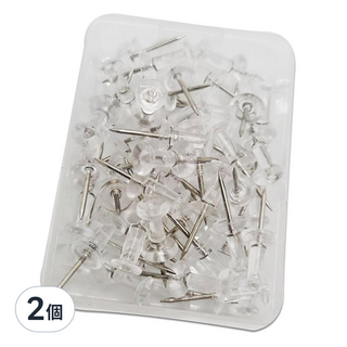 Madakkumi 透明圖釘 文件固定釘, 50入, 2個