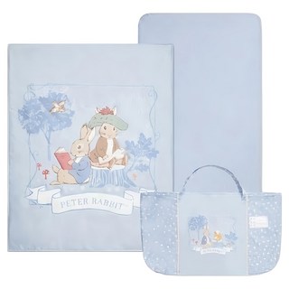 奇哥 悅讀比得兔床邊床三件式床組 被子 + 床包 + 提袋, 藍色