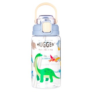 HUGGER 兒童彈蓋吸管水壺 550ml 安全Tritan材質 一鍵開啟, 恐龍, 1個