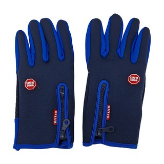 Vilico 秋冬騎自行車防滑觸屏手套 保暖搖粒絨 超彈性質感 舒適貼合 三指觸控設計 靈敏觸屏 操作方便 防風防水防寒 適合登山, 藍色