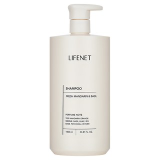LIFENET 洗髮精 Fresh Mandarin+Basil 含杏仁與米萃取物, 1L, 1瓶