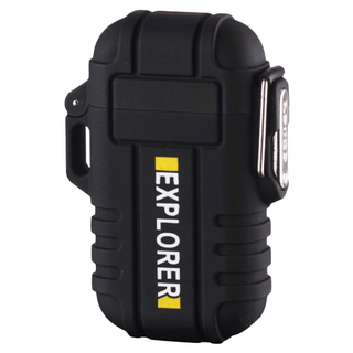 Ad-Forest 野外求生必備 雷焰防水雙電弧充電打火機 6.9 x 4.9 x 1.8cm 51g, 黑色, 1個