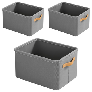 小麥購物 鋼架衣物收納箱 3個, 1層, 灰色