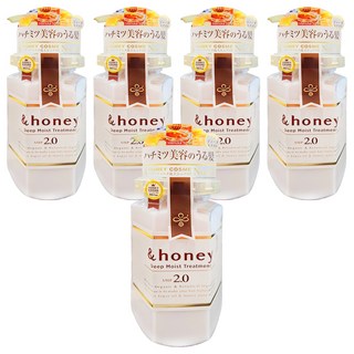 &honey 蜂蜜亮澤修護護髮乳2.0, 添加蜂蜜黃金比例, 90%以上高保濕成分，給予頭髮水潤光澤, 445g, 5瓶