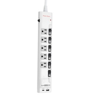 PowerSync 包爾星克 6開5插GaN快充防雷擊延長線 3孔, 1.8m, TS65Q918, 1個