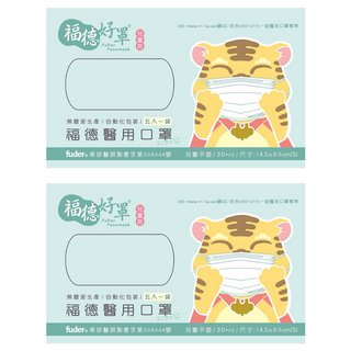 fuder 福德好罩 兒童平面醫療口罩 大童透氣薄款, 30片, 魔法雪花 藍色, 2盒