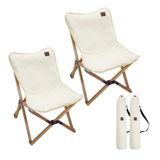 아이두젠 마일드 우드 접이식 캠핑 체어 세트, 아이보리, 2개