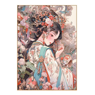 創彩 5D鑽石畫 40x30cm 送點鑽工具: 點鑽盤+點鑽筆+點鑽專用膠泥, 古風美女 多色, 1個