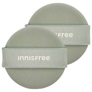 INNISFREE 台灣公司貨 無油無慮零毛孔控油氣墊粉撲, 綠色 + 米色, 2個