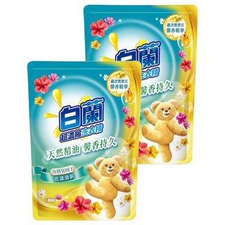 白蘭 超濃縮洗衣精 補充包 含熊寶貝馨香精華 花漾清新, 1.6kg, 2包