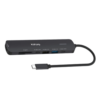 Kinyo 七合一多功能擴充座 線長15cm 50.2g, 黑色, 1個