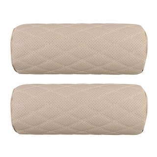 GMZ MOTORS 打孔皮革記憶海綿車用頸枕, 2個, 淺褐色
