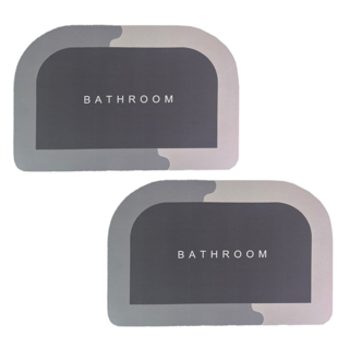 MARINE 矽藻土 軟地墊加厚款 半圓 吸水地墊, 60 x 40cm, 灰色MARINE, 2個