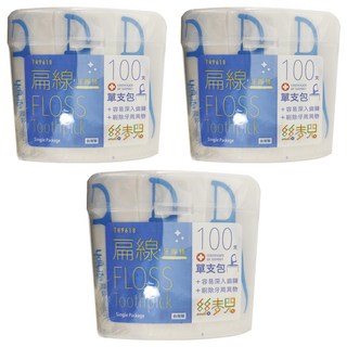 UdiLife 優的生活大師 smile 絲麥兒 單支包扁線牙線棒 台灣製造, 7.8cm, 100支, 3盒