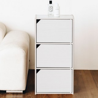 아이리스 3단 공간박스 도어형 수납장 MDB-3D, 화이트