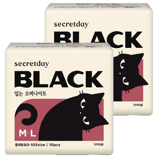 시크릿데이 블랙캣 입는 오버나이트, 중대형, 10개입, 2개