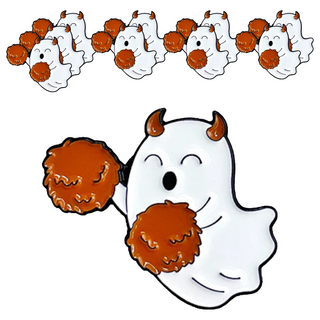 萬聖節金屬胸針, 彩球幽靈 白色 + 橘色, 10個