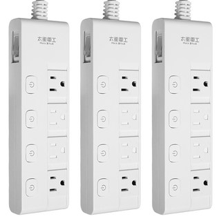 MAX STAR 太星電工 蓋安全五開四插滑蓋電腦線 1.8m, 白色, 3個