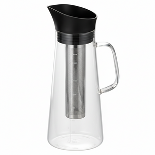 FOREVER 耐熱玻璃冷泡茶 冷萃咖啡壺, 黑色 + 銀色 + 透明色, 1.5L, 1個