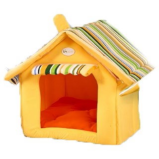 捷華 糖果屋寵物窩 黃色 PP棉填充, M號(40 x 40 x 35cm), 1個