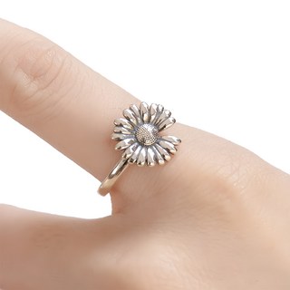 RADIANT STAR 璀璨之星 925純銀 亙古的期盼復古仿舊感小雛菊可調戒圍C形戒指 SL657