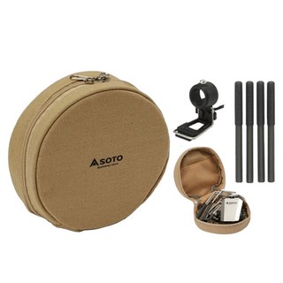 SOTO 蜘蛛爐專用點火組 ST-3104CS 收納包15 × 5.5cm 77g + 點火槓桿4 x 2.2 × 4cm 6g + 止滑套9 x 0.8cm 2g 4個, 狼棕, 1組