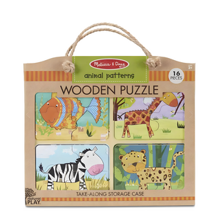 Melissa&Doug 瑪莉莎 認知拼圖提盒 叢林動物, 16片, 1盒