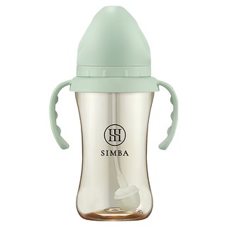 Simba 小獅王辛巴 蘊蜜鉑金PPSU寬口吸管把手防脹氣奶瓶 3個月以上, 綠沐色, 270ml, 1個