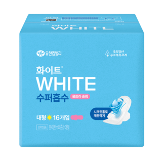 화이트 수퍼흡수 울트라슬림 생리대 날개형, 대형, 16개입, 1개