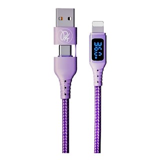 PICKOGEN 皮克全 36W快充二合一充電線 Type-C/USB-A TO Lightning PD充電傳輸線 手機快速充電, 1.2m, 紫色, 1條