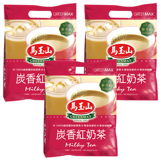 馬玉山 炭香紅奶茶 100%紐西蘭奶粉使用 無添加香料 無添加奶精, 15g, 14包, 3袋