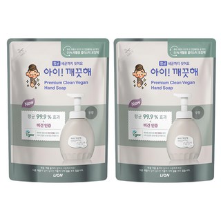 아이깨끗해 프리미엄 클린 비건 폼 핸드솝 무향 리필, 400ml, 2개