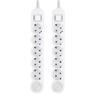에코파워탭 LED 일반 메인 과부하차단 멀티탭 6구, 5m, 화이트(멀티탭), 랜덤발송(안전커버), 2개