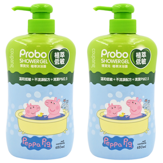 Probo 博寶兒 植萃沐浴露 佩佩豬, 溫和低敏 清潔PM2.5 不流淚配方, 650ml, 2瓶
