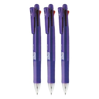 ZEBRA 斑馬牌 四色五合一 多功能原子筆 - B4SA1-EVI, 紫色, 3支
