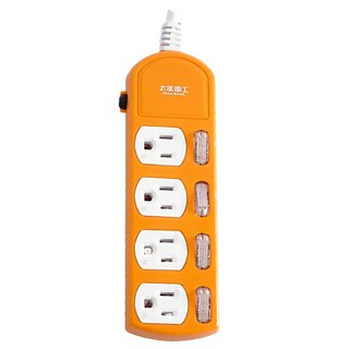 MAX STAR 太星電工 四開四插電腦線 3P 15A 彩色, 2.7m, 1條