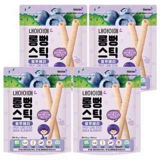 Naeiae 韓國嬰幼兒米棒 不含麵粉、防腐劑和全脂奶粉 無人工甘味劑和化學添加劑, 藍莓, 30g, 4包