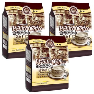 COFFEE TREE 咖啡樹 金裝檳城白咖啡 二合一 咖啡和奶精 450g, 30g, 15包, 3袋