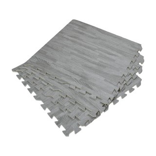 經典日式風耐磨木紋巧拼地墊 Set 4 灰木紋 1.1kg, 60 x 60 x 1cm, 1組