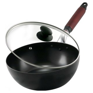 Hokua 北陸 輕量級木柄黑鐵單手鍋 附蓋, 20cm, 1個